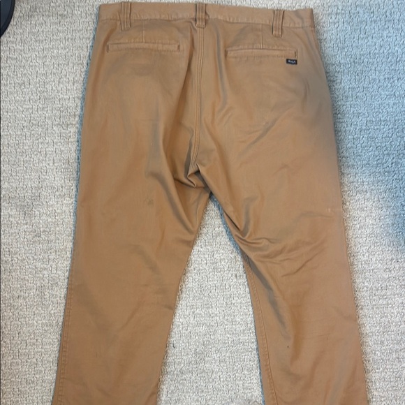 RVCA  Men's Weekend stretch chinos. Dark khaki- like new. 36/26.5 hemmed - Picture 3 of 6